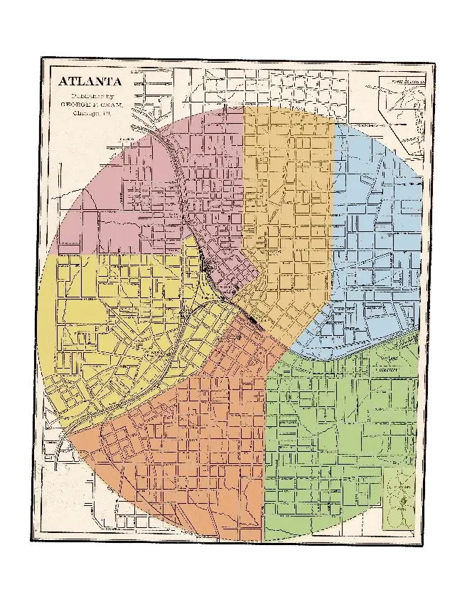 1895 Cram's Map of Atlanta