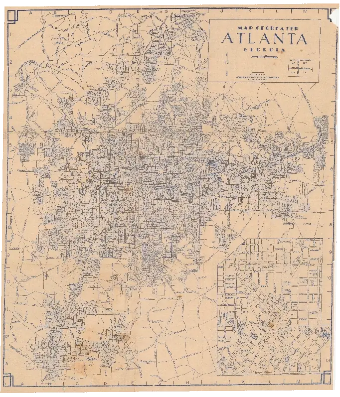 1939 Map of Greater Atlanta, Georgia