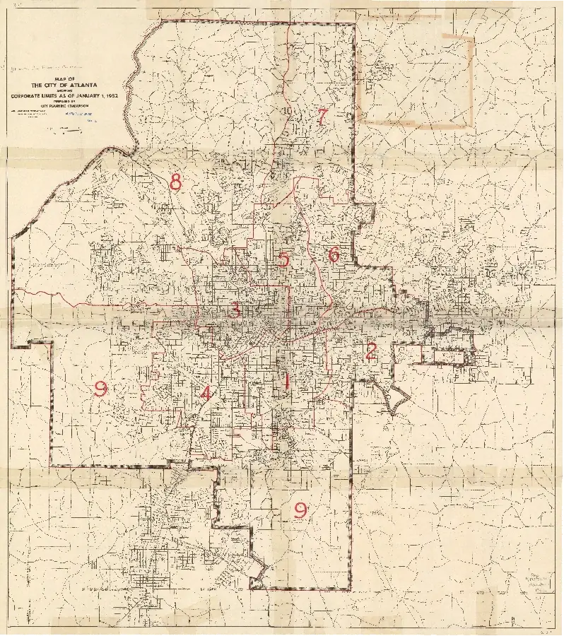 1952 Map of the City of Atlanta Showing Corporate Limits