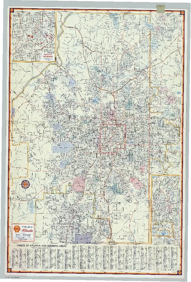 1956 Shell Oil Map of Atlanta