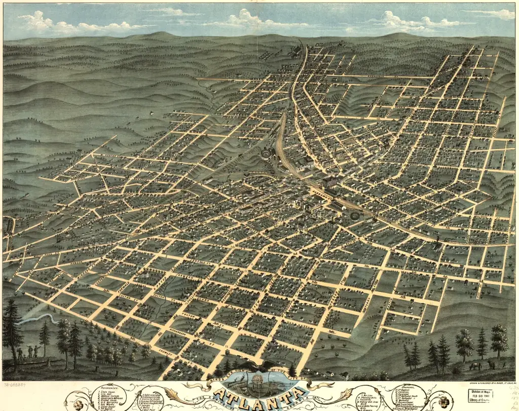 1871 Birds Eye View of the City of Atlanta, the Capitol of Georgia