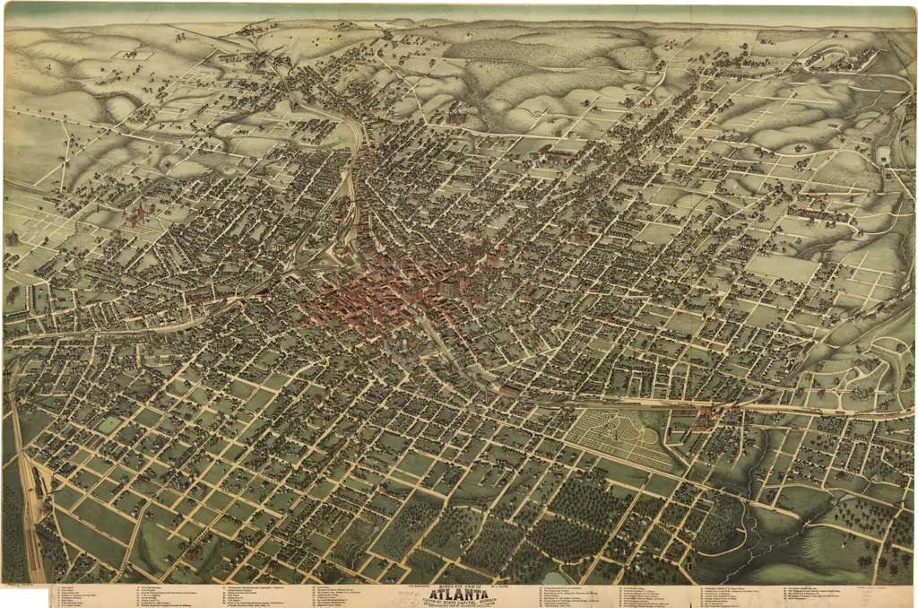 1892 Birds Eye View of Atlanta, Fulton Co., State Capital, Georgia